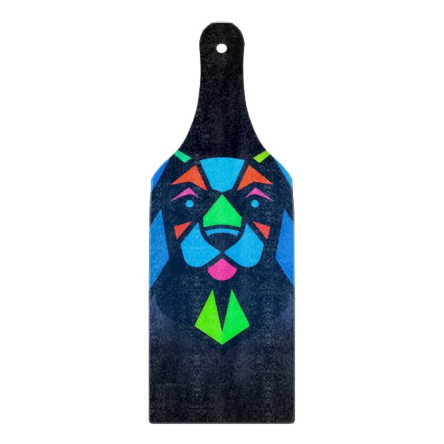 Neonlichter blauer Hund Schneidebrett (Vorderseite)