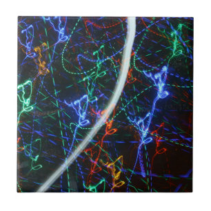 Neonlichtspuren abstrakte Fotografie. Cyberpunk  Fliese