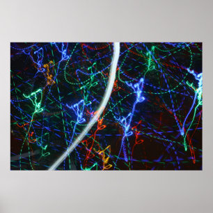 Neonlichtspuren abstrakte Fotografie. Cyberpunk Poster