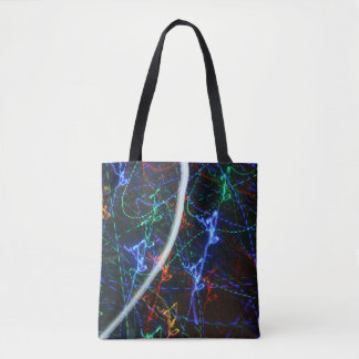 Neonlichtspuren abstrakte Fotografie. Cyberpunk Tasche
