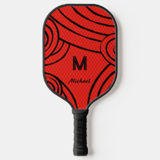 NeonLine 1 Red Editable Name & Initials Pickleball Schläger