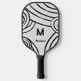 NeonLine 1 Weißer bearbeitbarer Name und Initialen Pickleball Schläger