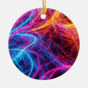 Neonlinien Keramik Ornament