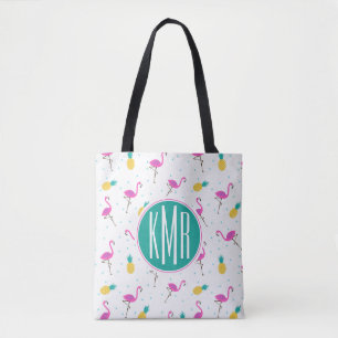 Neonmonogramm der flamingo- tasche