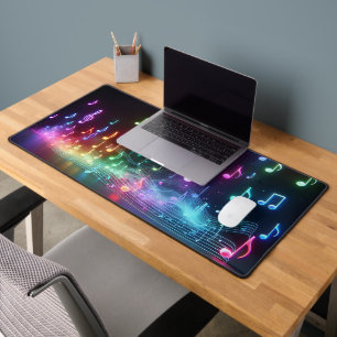 Neonmusiknoten schreibtischunterlage