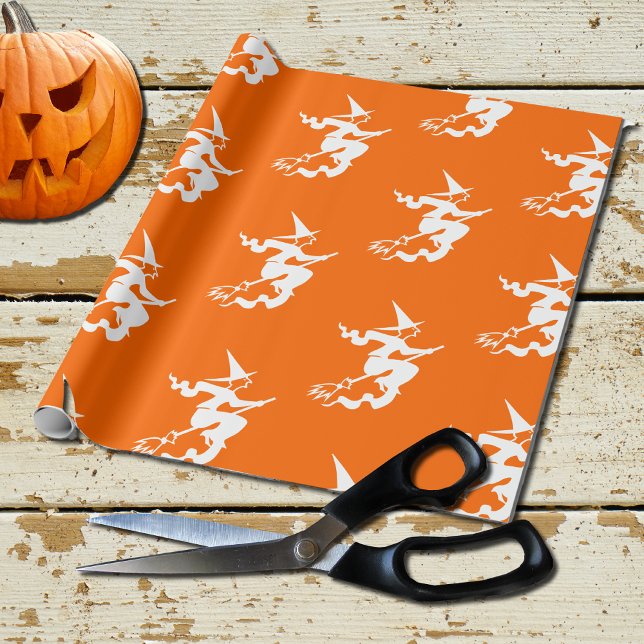 Neonorange - fliegende Hexe Geschenkpapier (Von Creator hochgeladen)