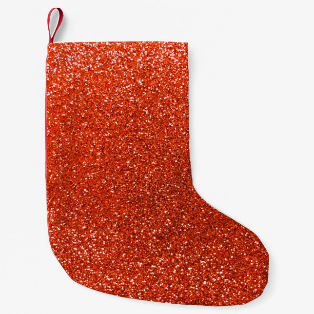 Neonorange Glitzer Kleiner Weihnachtsstrumpf (Vorderseite)