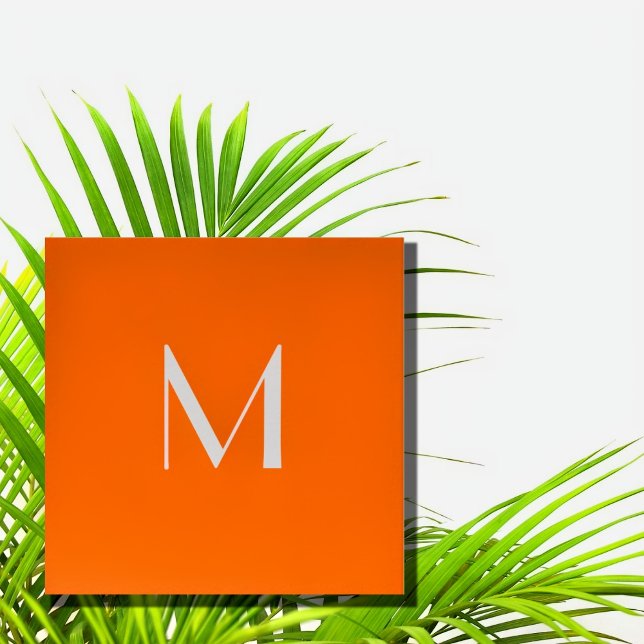 Neonorange - Monogramm hinzufügen Quadratische Visitenkarte (Von Creator hochgeladen)