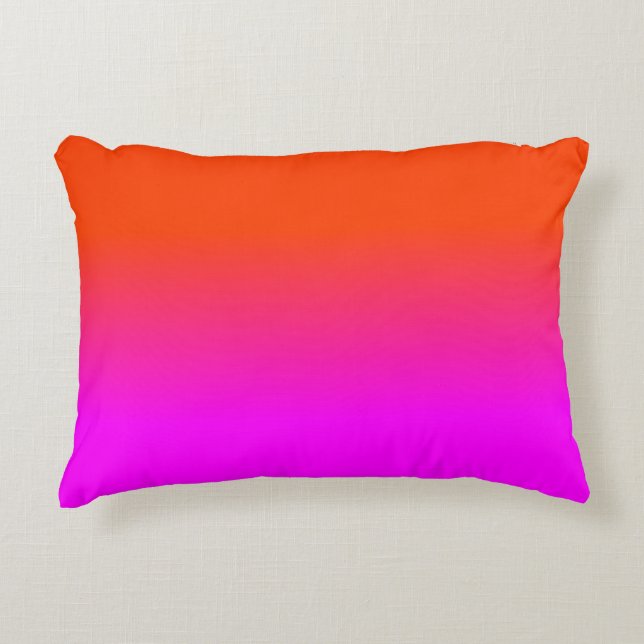 Neonorange und Pink Ombre Schatten-Farbe Dekokissen (Vorderseite)