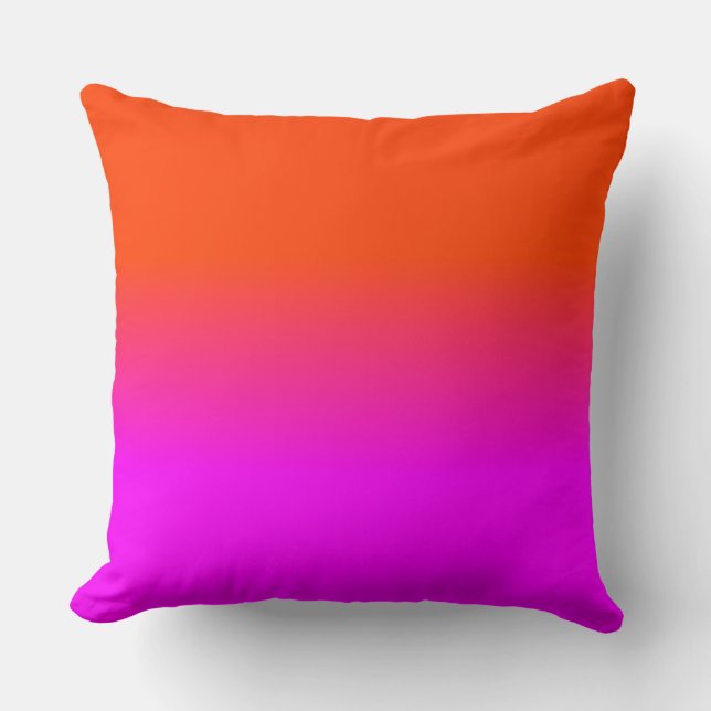 Neonorange und Pink Ombre Schatten-Farbe Kissen (Vorderseite)