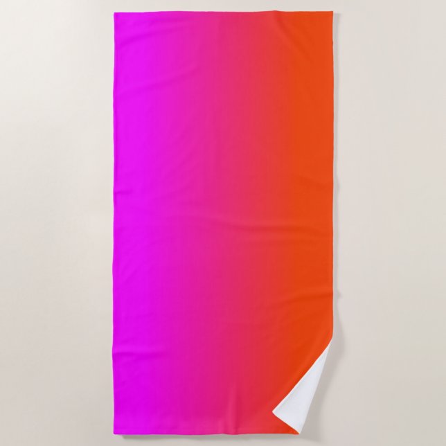 Neonorange und Pink Ombre Schatten-Farbe Strandtuch (Vorderseite)