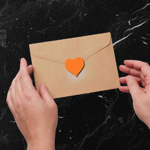 Neonorange Vollfarbe Herz-Aufkleber