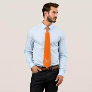 Neonorange Vollfarbe - mit Monogramm Krawatte