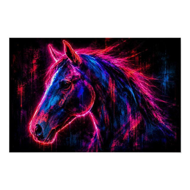 Neonpferd Poster (Vorderseite)