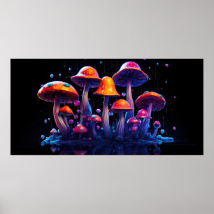 Neonpilz im psychedelischen Stil Poster
