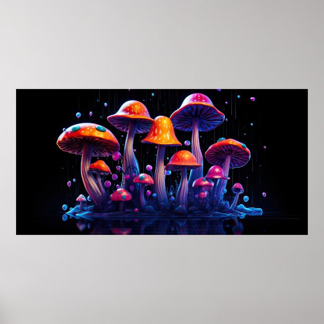 Neonpilz im psychedelischen Stil Poster (Vorne)