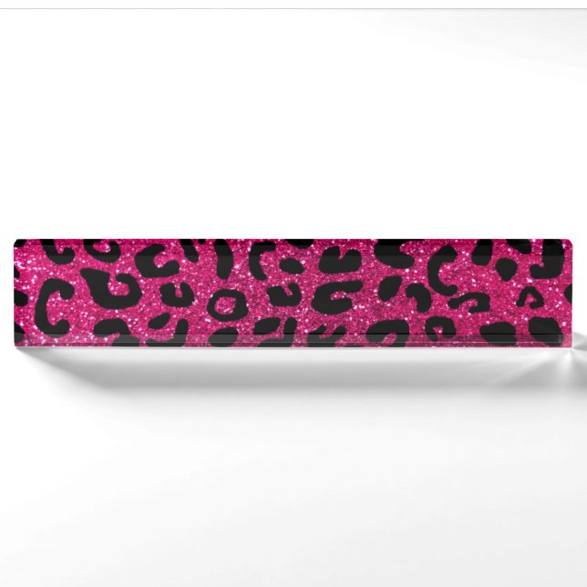 NeonPink-Gepard-Druckmuster Namensplakette (Vorderseite)
