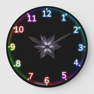 Neonregenbogen Große Wanduhr
