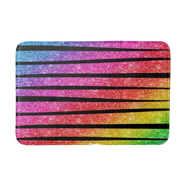 Neonregenbogen-Imitat-Glitzerzebra-Streifen Badematte (Vorderseite)
