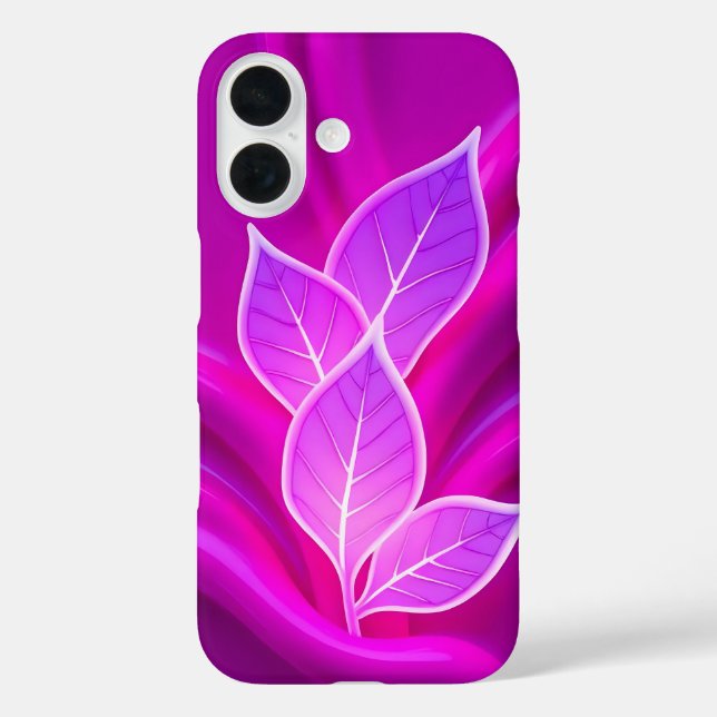 Neonrosa Blätter Fettes iPhone-Case iPhone 16 Hülle (Rückseite)