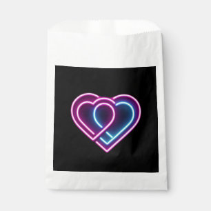 Neonrosa/blaues Herz Valentinstag Tasse Geschenktütchen