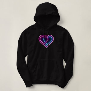 Neonrosa/blaues Herz Valentinstag Tasse Hoodie