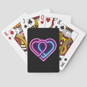 Neonrosa/blaues Herz Valentinstag Tasse Spielkarten