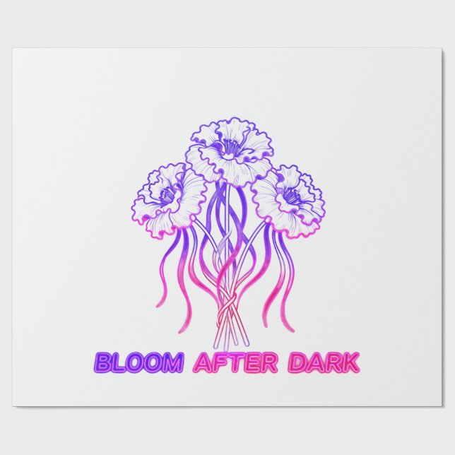 Neonrosa Blumen - Kunstgeschenkpapier Geschenkpapier (Flach)