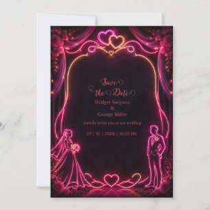 Neonrosa Braut Bräutigam Hochzeit Liebe Glow Einladung