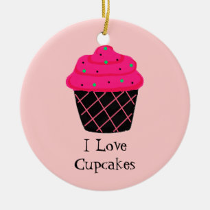 Neonrosa Cupcake Keramikornament