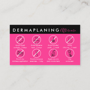 Neonrosa Dermaplaning-Nachbehandlungshinweis Visitenkarte