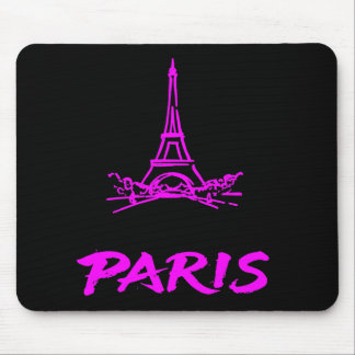 Neonrosa Eiffelturm Paris Skizze Modern Mousepad