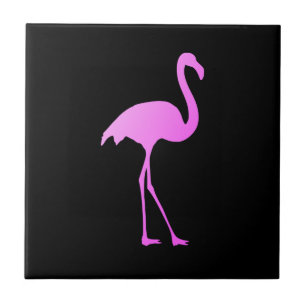 Neonrosa Flamingo individuell schwarze Keramikflie Fliese