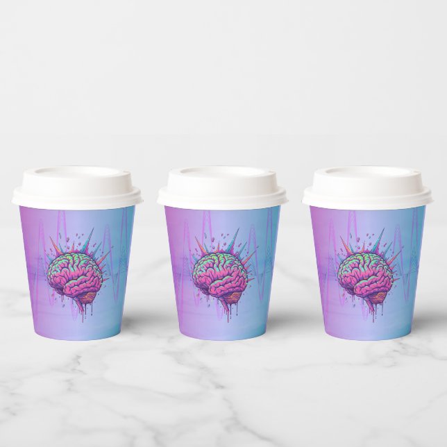 Neonrosa Gehirn-Papierbecher Pappbecher (Multi)