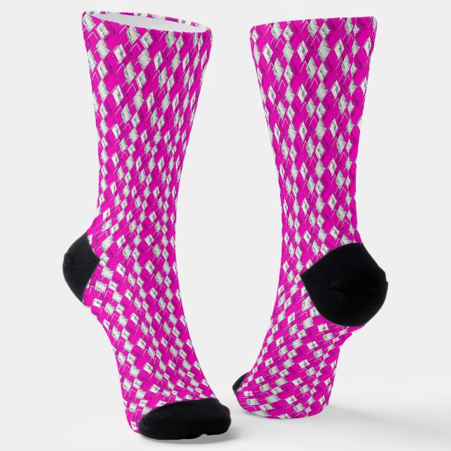 Neonrosa geometrisches Muster. Socken (Gewinkelt)