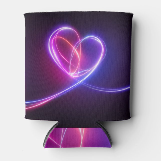 Neonrosa Herz, abstrakte Kunst Dosenkühler (Vorderseite)