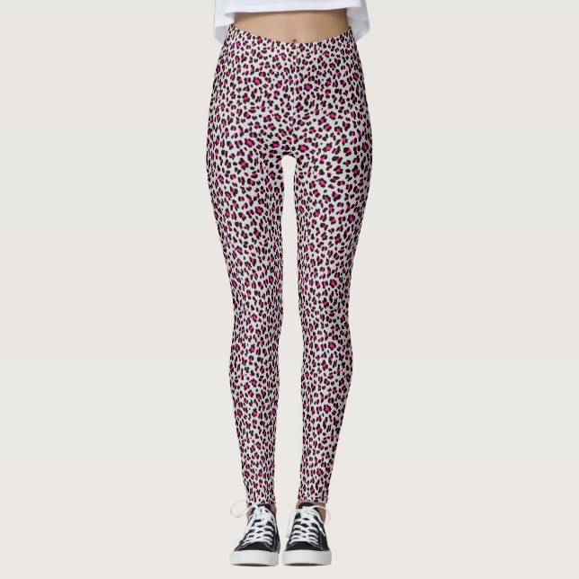 Neonrosa Leopardrucke Leggings (Vorderseite)