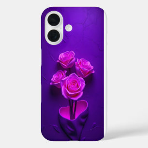 Neonrosa Leuchtende Rose Kunst iPhone-Hülle iPhone 16 Hülle