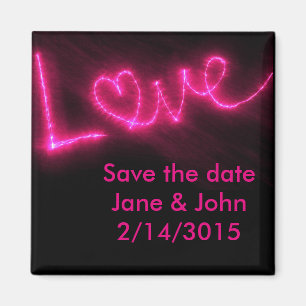 Neonrosa Liebe Save the Date Hochzeitsmagnet Magnet