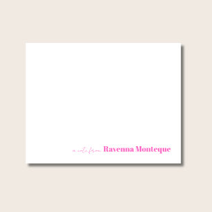Neonrosa minimalistischer personalisierter Name El Mitteilungskarte