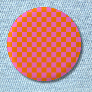 Neonrosa Orange Checkerboard Vintag Button