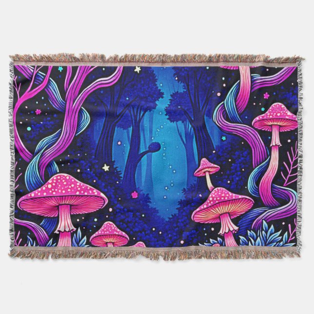 Neonrosa Pilzwald Kunst Decke (Vorderseite)
