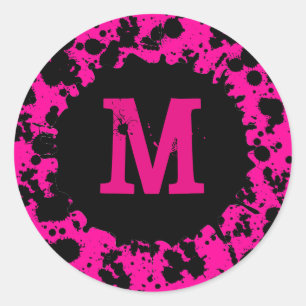 Neonrosa Spritzer Monogramm Aufkleber