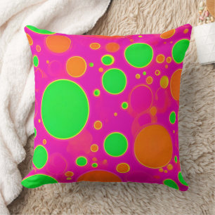 Neonrosa und grüne Retro Circle Design Kissen