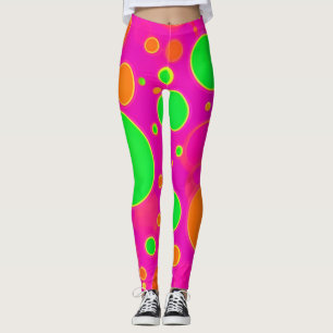 Neonrosa und grüne Retro Circle Design Leggings