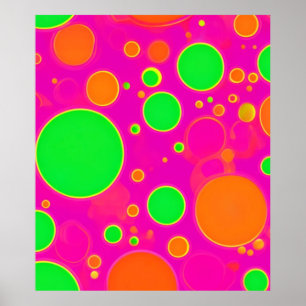 Neonrosa und grüne Retro Circle Design Poster