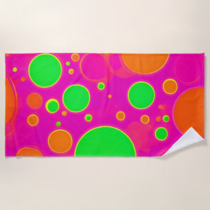 Neonrosa und grüne Retro Circle Design Strandtuch