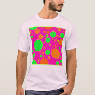 Neonrosa und grüne Retro Circle Design T-Shirt