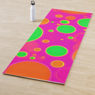 Neonrosa und grüne Retro Circle Design Yogamatte