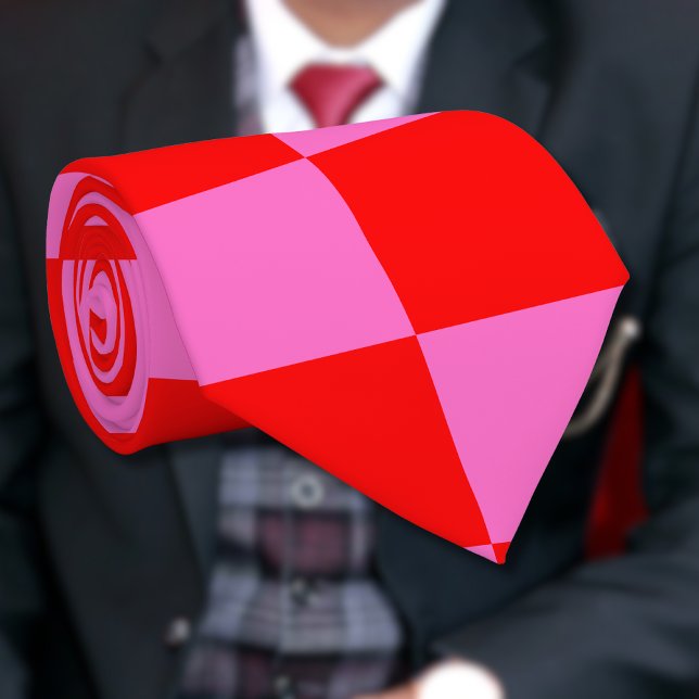 Neonrosa und rotes Karton Vintag Krawatte (Von Creator hochgeladen)